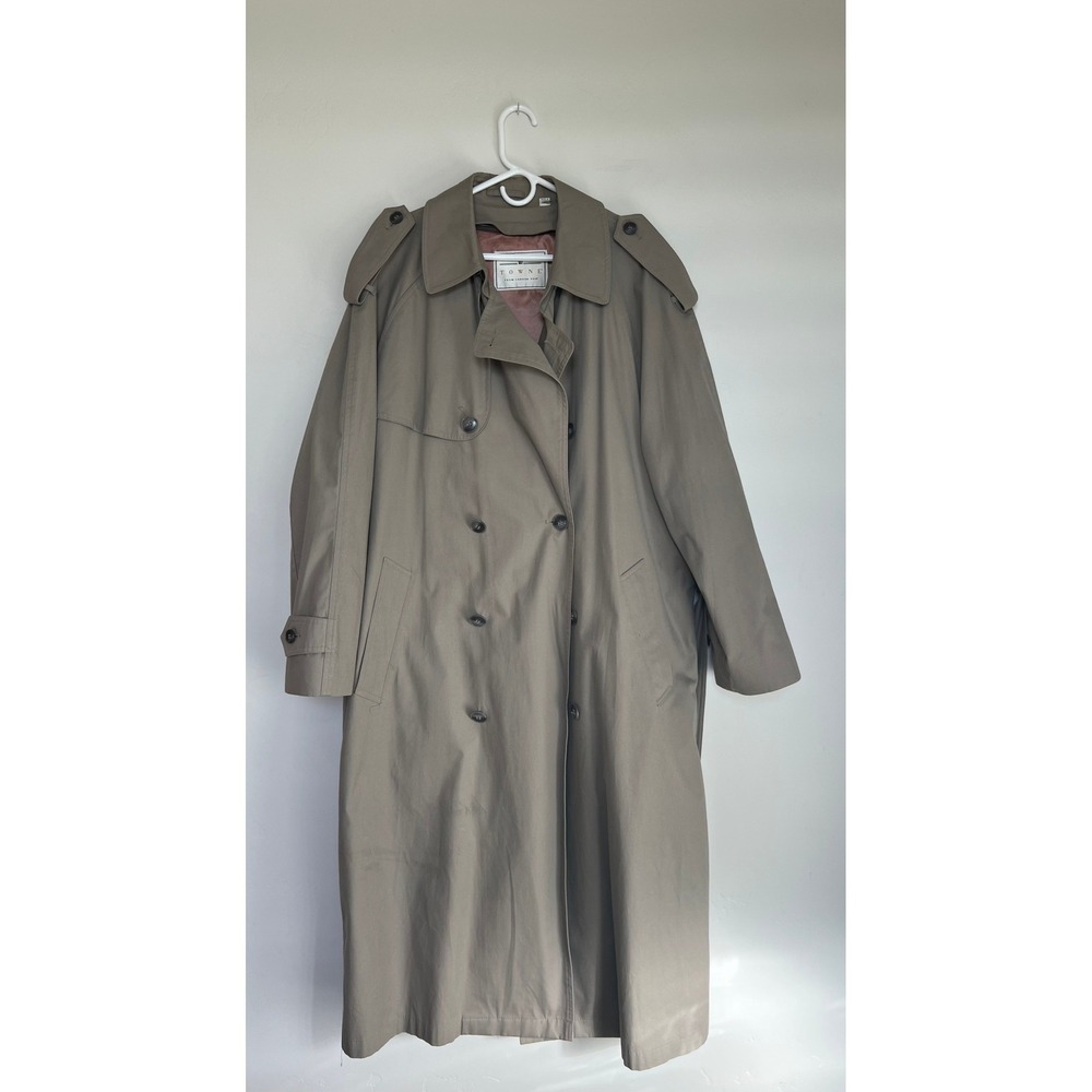 Towne‎ London Fog Double Breasted Trench Coat Removable Lining Size 42 Long